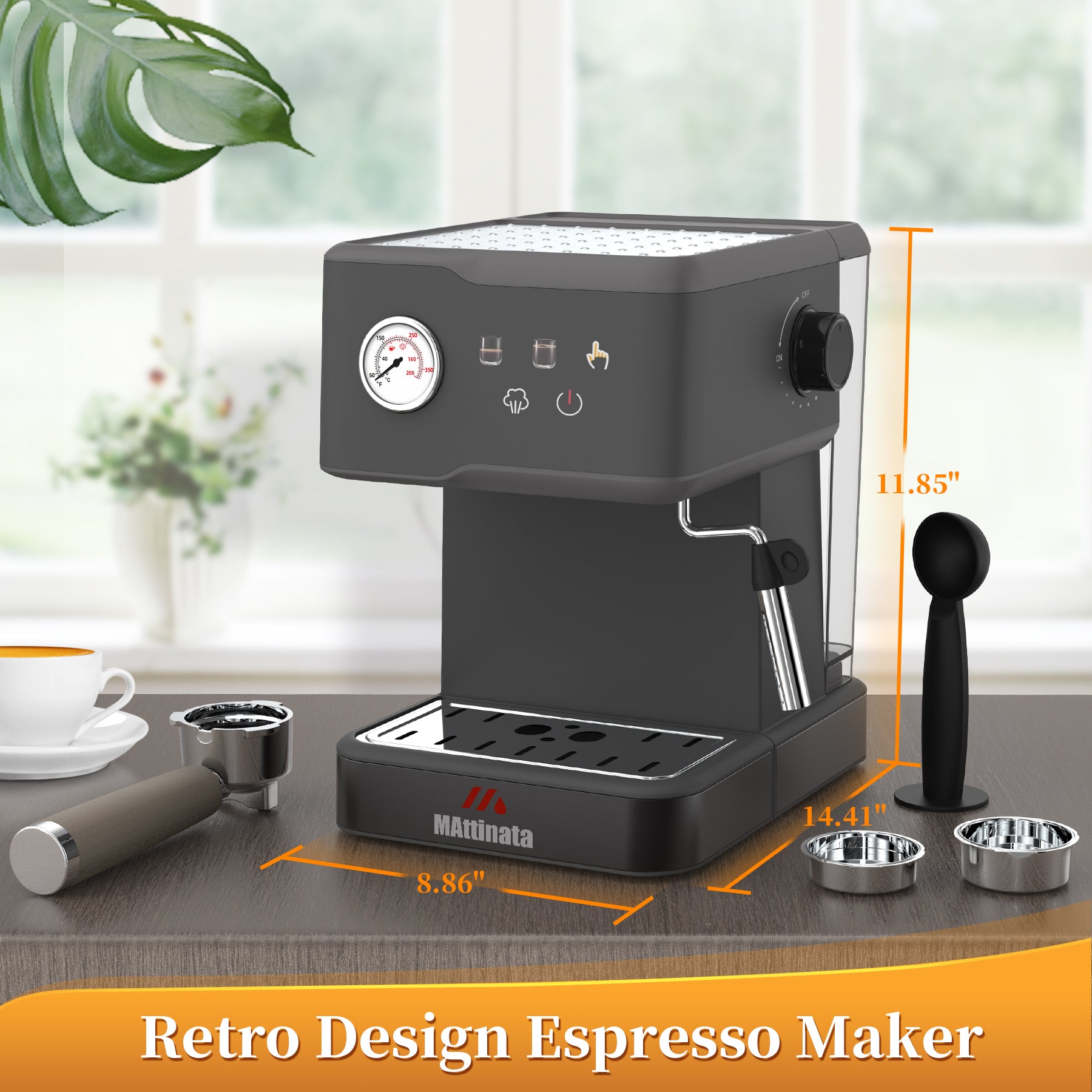 MAttinata Cappuccino Machine and Espresso Machine, 20 Bar Stainless Steel  Latte Maker and Espresso Machine for Home with Automatic Milk Frothing
